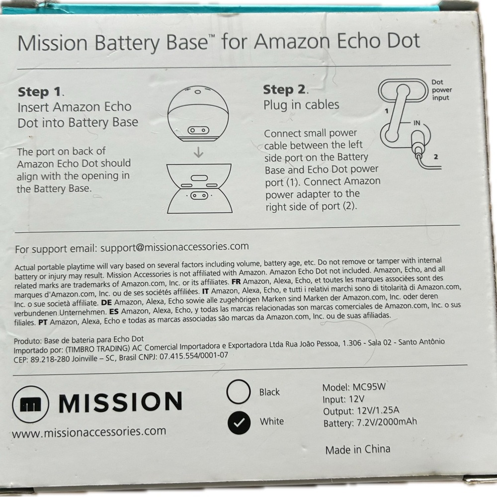 🚀  Mission Gray Battery Base for Amazon Echo Dot - Picture 3 of 7